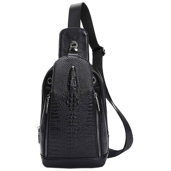Leather Sling Bag Crossbody Backpack for Men Women-13black main image 8